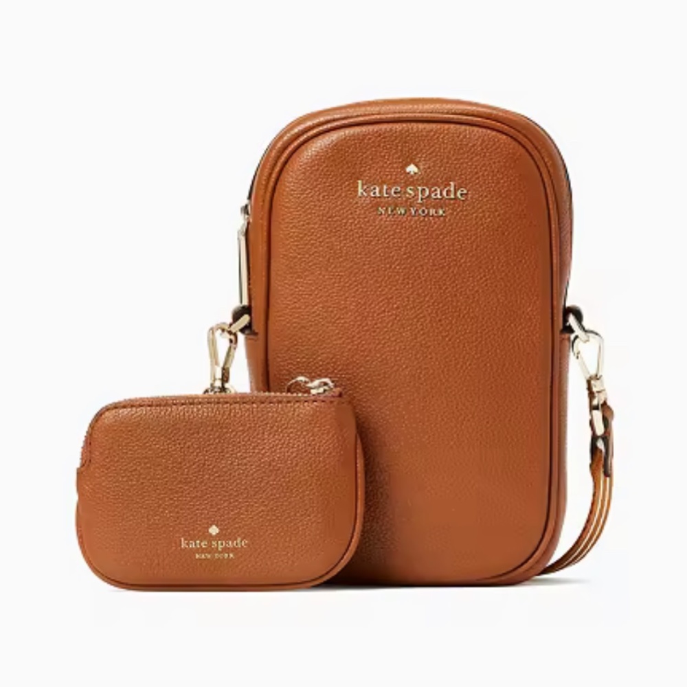 kate spade New York Tan Pebbled Leather Crossbody with Coin Pouch